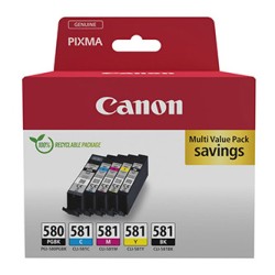 Canon oryginalny ink / tusz PGI-580 PGBK/CLI-581 CMYK, 2078C008, CMYK, blister z ochroną, 1*11.2 + 4*5.6ml, 5-pack