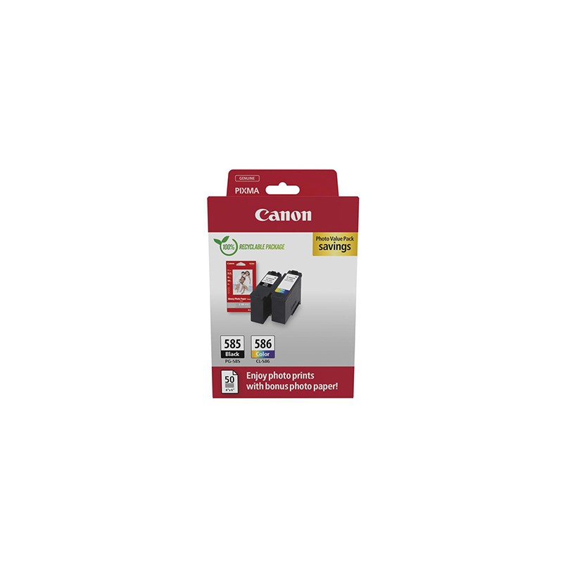 Canon oryginalny PG-585 / CL-586 Multipack 2 Ink Cartridges + Photo Paper Value Pack GP-501, 6205C004, Black/colour