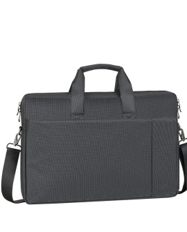 RIVACASE TORBA NA LAPTOP 17,3" CENTRAL, SZARA, Z POLIESTRU, Z KIESZENIAMI NA TABLET, SMARTFON, DOKUMENTY I AKCESORIA