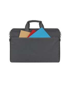 RIVACASE TORBA NA LAPTOP 17,3" CENTRAL, SZARA, Z POLIESTRU, Z KIESZENIAMI NA TABLET, SMARTFON, DOKUMENTY I AKCESORIA