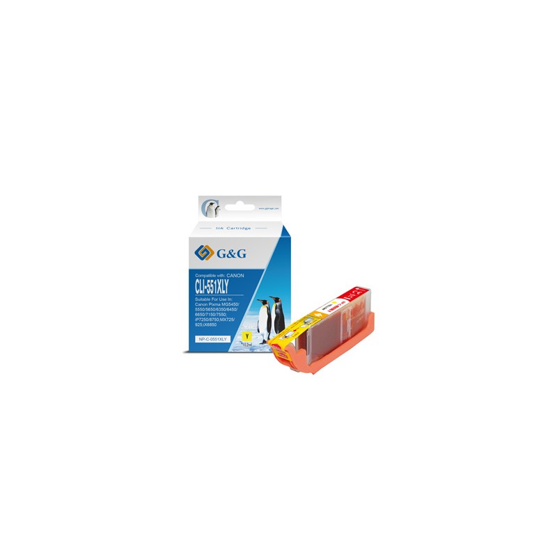 G&G kompatybilny ink / tusz z CLI551Y XL, NP-C-0551XLY, yellow, 10,2ml, ml high capacity