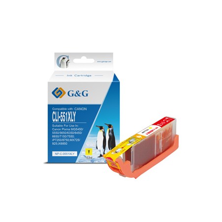 G&G kompatybilny ink / tusz z CLI551Y XL, NP-C-0551XLY, yellow, 10,2ml, ml high capacity