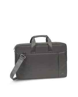 RIVACASE TORBA NA LAPTOP 17,3" CENTRAL, SZARA, Z POLIESTRU, Z KIESZENIAMI NA TABLET, SMARTFON, DOKUMENTY I AKCESORIA