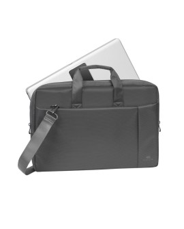 RIVACASE TORBA NA LAPTOP 17,3" CENTRAL, SZARA, Z POLIESTRU, Z KIESZENIAMI NA TABLET, SMARTFON, DOKUMENTY I AKCESORIA