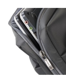 RIVACASE TORBA NA LAPTOP 17,3" CENTRAL, SZARA, Z POLIESTRU, Z KIESZENIAMI NA TABLET, SMARTFON, DOKUMENTY I AKCESORIA