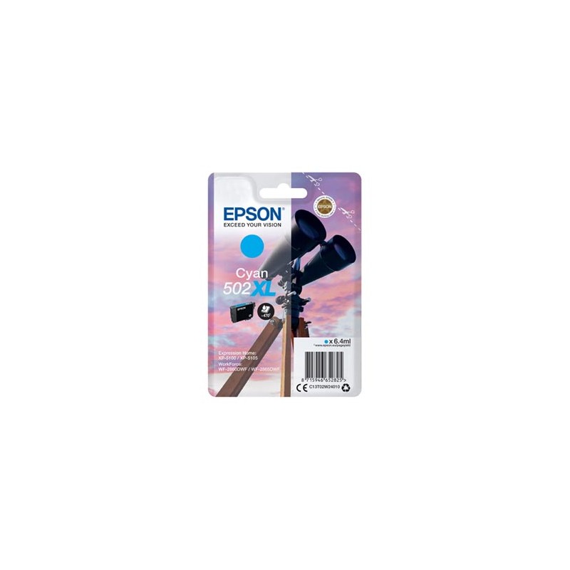 Epson oryginalny ink / tusz C13T02W24010, 502XL, T02W240, cyan, 470s, 6.4ml