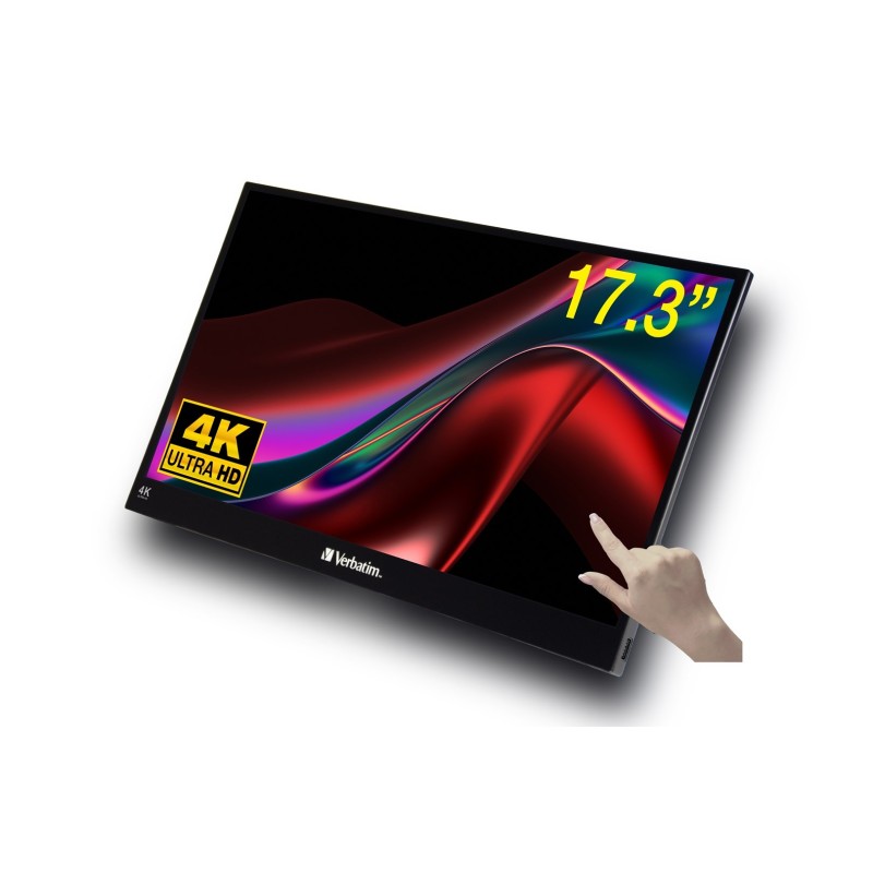 Verbatim 32239 monitor komputerowy 43,9 cm (17.3") 3840 x 2160 px 4K Ultra HD LCD Ekran dotykowy Czarny