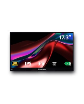 Verbatim 32239 monitor komputerowy 43,9 cm (17.3") 3840 x 2160 px 4K Ultra HD LCD Ekran dotykowy Czarny