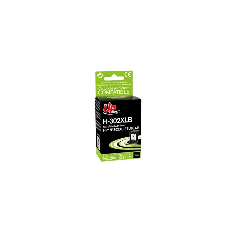 UPrint kompatybilny ink / tusz z F6U68AE, HP 302XL, H-302XLB, black, 600s, 20ml