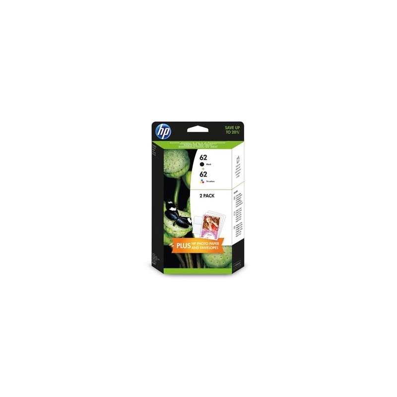 HP oryginalny zestaw tuszy N9J71AE, HP 62, black/color, 200/165s, 4.4.2005ml, value pack