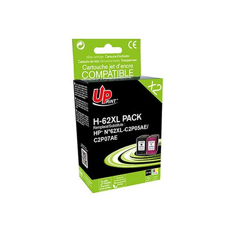 UPrint kompatybilny zestaw tuszy z N9J71AE, HP 62XL, black/color, 600/415s, 20/18ml, value pack