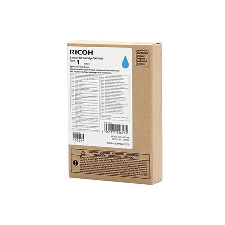 Ricoh oryginalny ink (DTG) typ 100, 257060, cyan, 500s, 100ml
