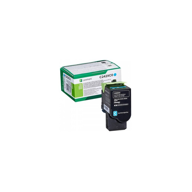 Lexmark oryginalny toner C242XC0, cyan, 3500s, extra duża pojemność, return
