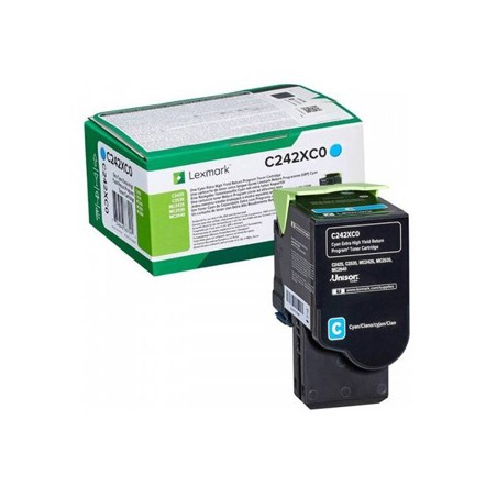 Lexmark oryginalny toner C242XC0, cyan, 3500s, extra duża pojemność, return