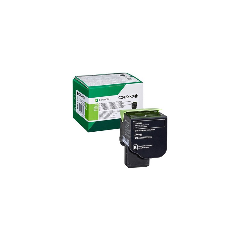 Lexmark oryginalny toner C242XK0, black, 6000s, extra duża pojemność, return