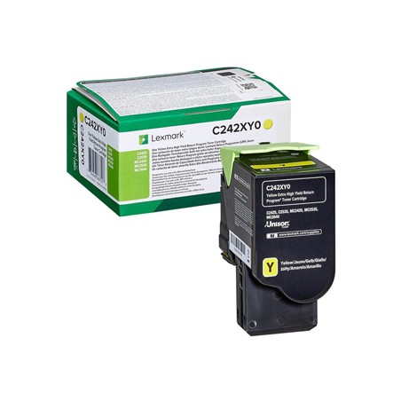 Lexmark oryginalny toner C242XY0, yellow, 3500s, extra duża pojemność, return