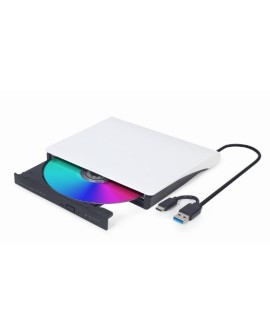 GEMBIRD ZEWNĘTRZNA NAGRYWARKA DVD 8X, CD 24X USB 3.1 SLIM CZARNO-BIAŁA