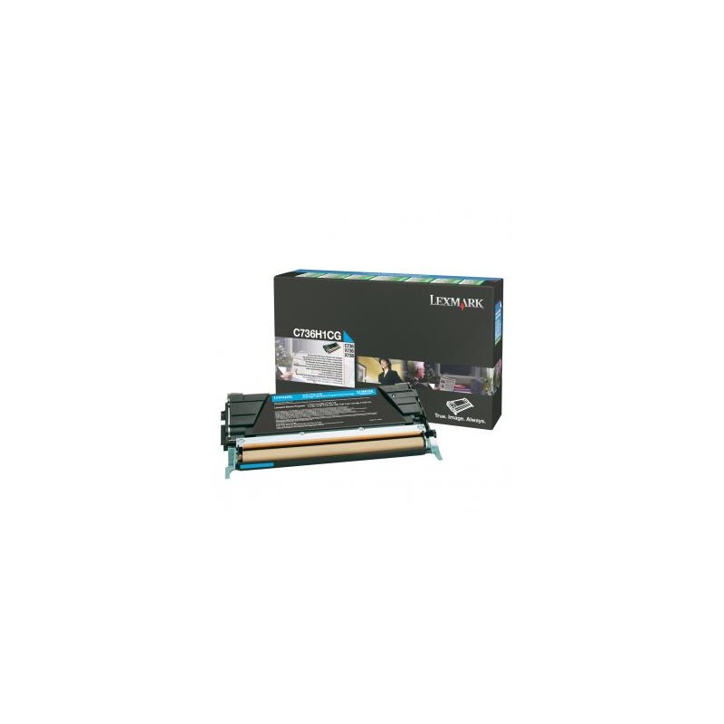 Lexmark oryginalny toner C736H1CG, cyan, 10000s, high capacity, return