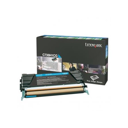Lexmark oryginalny toner C736H1CG, cyan, 10000s, high capacity, return