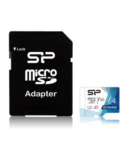 Karta pamięci Silicon Power microSDXC Superior Pro 64GB V30 UHS-1 U3 A1 + ADAPTER microSD-SD (SP064GBSTXDU3V20AB)