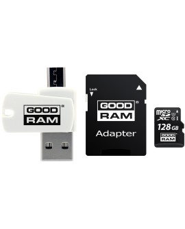 Karta pamięci z adapterem i czytnikiem kart GoodRam All in one M1A4-1280R12 (128GB Class 10 Adapter, Czytnik kart MicroSDHC,
