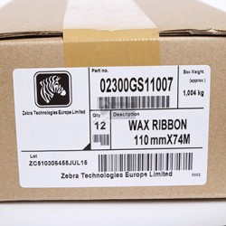 Zebra oryginalny  taśma termotransferowa woskowa, 02300GS11007, black, 110mm*74m, cena za 1 szt opakowanie  12 szt
