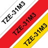 Brother oryginalny taśma do drukarek etykiet, Brother, TZE-31M3, czarny druk/czerwony, biały, żółty podkład, laminowane, 8m, 12m