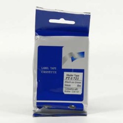 Master tape kompatybilny taśma do drukarek etykiet, dla Brother, PT-S721, czarny druk/zielony podkład, nielaminowany, 8m, 9mm