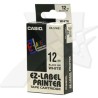 Casio oryginalny taśma do drukarek etykiet, Casio, XR-12WE1, czarny druk/biały podkład, nielaminowany, 8m, 12mm