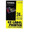 Casio oryginalny taśma do drukarek etykiet, Casio, XR-24YW1, czarny druk/żółty podkład, nielaminowany, 8m, 24mm