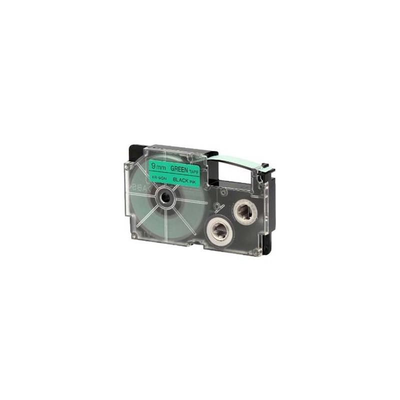 Casio oryginalny taśma do drukarek etykiet, Casio, XR-9GN1, czarny druk/zielony podkład, nielaminowany, 8m, 9mm