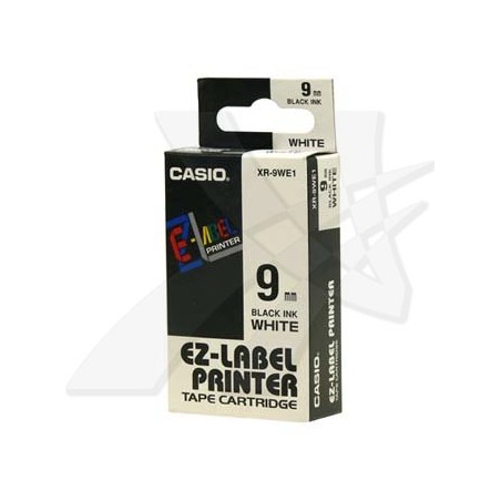 Casio oryginalny taśma do drukarek etykiet, Casio, XR-9WE1, czarny druk/biały podkład, nielaminowany, 8m, 9mm