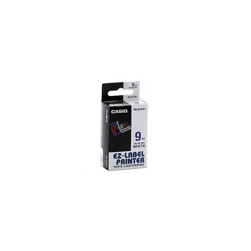 Casio oryginalny taśma do drukarek etykiet, Casio, XR-9WEB1, niebieski druk/biały podkład, nielaminowany, 8m, 9mm, EOL