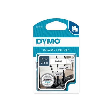 Dymo oryginalny taśma do drukarek etykiet, Dymo, 16958, S0718050, czarny druk/biały podkład, 3.5m, 19mm, D1 specjalna - elastycz