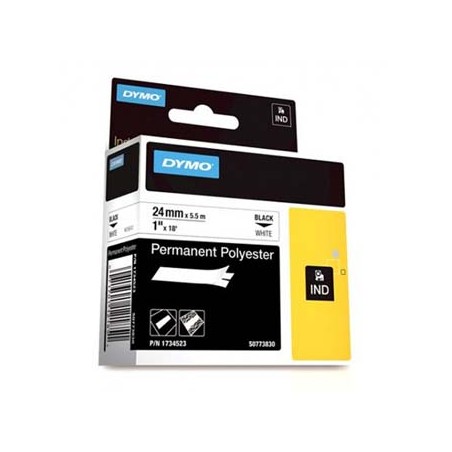 Dymo oryginalny taśma do drukarek etykiet, Dymo, 1734523, czarny druk/biały podkład, 5.5m, 24mm, RHINO poliestrowa trwała