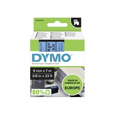 Dymo oryginalny taśma do drukarek etykiet, Dymo, 40916, S0720710, czarny druk/niebieski podkład, 7m, 9mm, D1