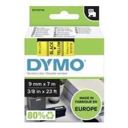 Dymo oryginalny taśma do drukarek etykiet, Dymo, 40918, S0720730, czarny druk/żółty podkład, 7m, 9mm, D1