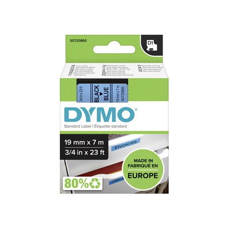 Dymo oryginalny taśma do drukarek etykiet, Dymo, 45806, S0720860, czarny druk/niebieski podkład, 7m, 19mm, D1