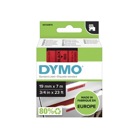 Dymo oryginalny taśma do drukarek etykiet, Dymo, 45807, S0720870, czarny druk/czerwony podkład, 7m, 19mm, D1