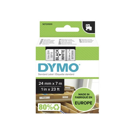 Dymo oryginalny taśma do drukarek etykiet, Dymo, 53713, S0720930, czarny druk/biały podkład, 7m, 24mm, D1