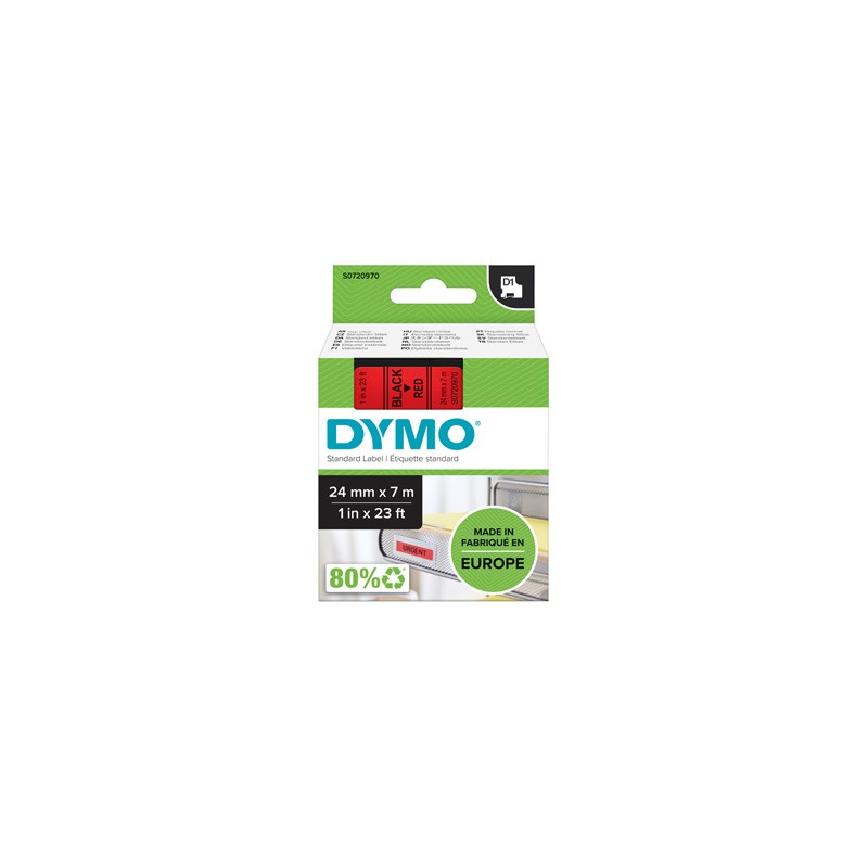 Dymo oryginalny taśma do drukarek etykiet, Dymo, 53717, S0720970, czarny druk/czerwony podkład, 7m, 24mm, D1