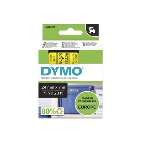 Dymo oryginalny taśma do drukarek etykiet, Dymo, 53718, S0720980, czarny druk/żółty podkład, 7m, 24mm, D1