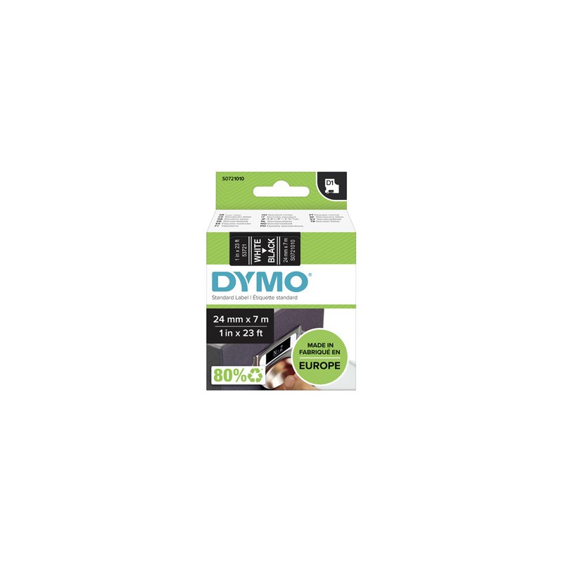 Dymo oryginalny taśma do drukarek etykiet, Dymo, 53721, S0721010, biały druk/czarny podkład, 7m, 24mm, D1