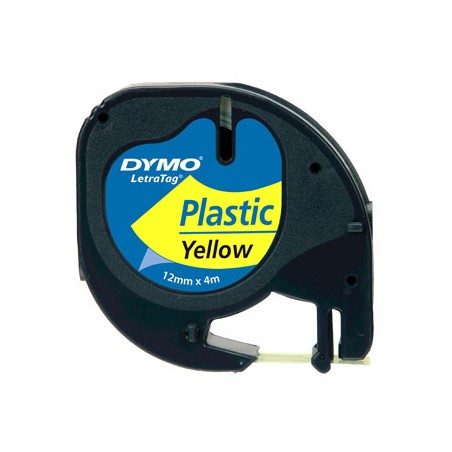 Dymo oryginalny taśma do drukarek etykiet, Dymo, 59423, S0721620, czarny druk/żółty podkład, 4m, 12mm, LetraTag taśma plastikowa
