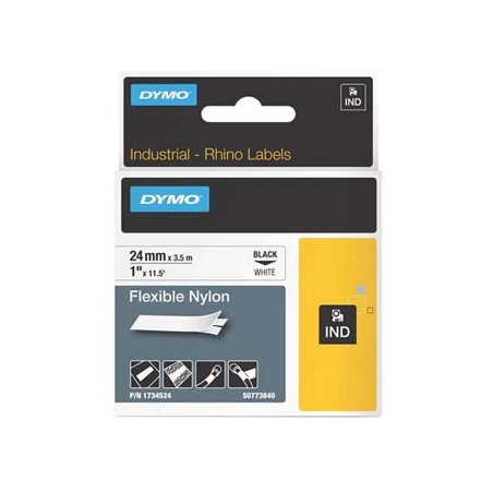 Dymo oryginalny taśma do drukarek etykiet, Dymo, 1734524, S0773840, czarny druk/biały podkład, 3.5m, 24mm, RHINO nylonowa