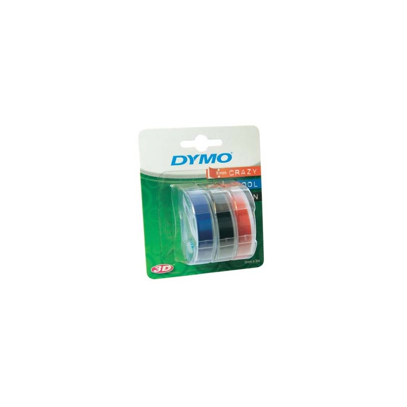 Dymo oryginalny taśma do drukarek etykiet, Dymo, S0847750, biały druk/czarny, niebieski, czerwony podkład, 3m, 9mm, 1 blistr/3 s