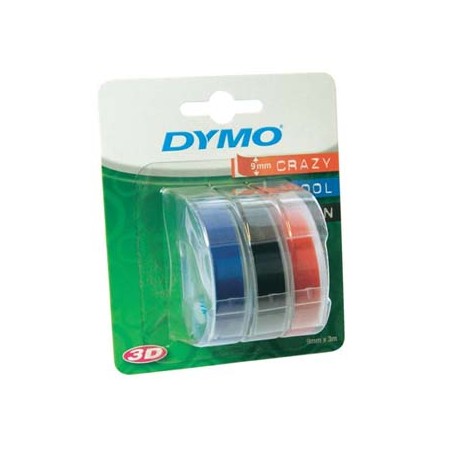 Dymo oryginalny taśma do drukarek etykiet, Dymo, S0847750, biały druk/czarny, niebieski, czerwony podkład, 3m, 9mm, 1 blistr/3 s