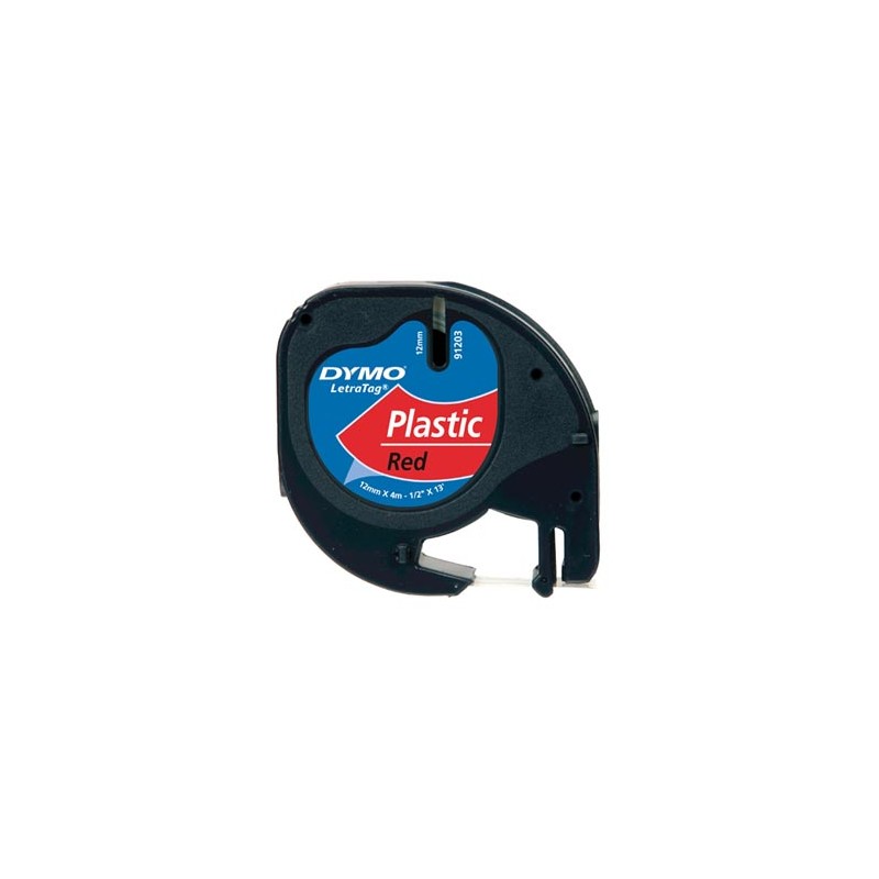 Dymo oryginalny taśma do drukarek etykiet, Dymo, 91203, S0721630, czarny druk/czerwony podkład, 4m, 12mm, LetraTag taśma plastik