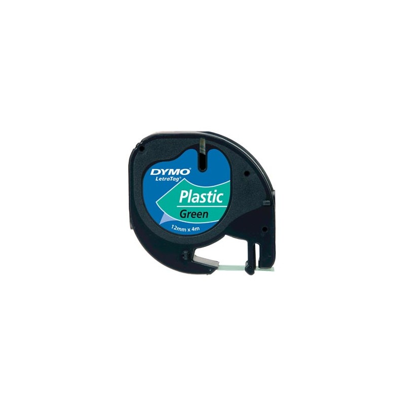 Dymo oryginalny taśma do drukarek etykiet, Dymo, 91204, S0721640, czarny druk/zielony podkład, 4m, 12mm, LetraTag taśma plastiko