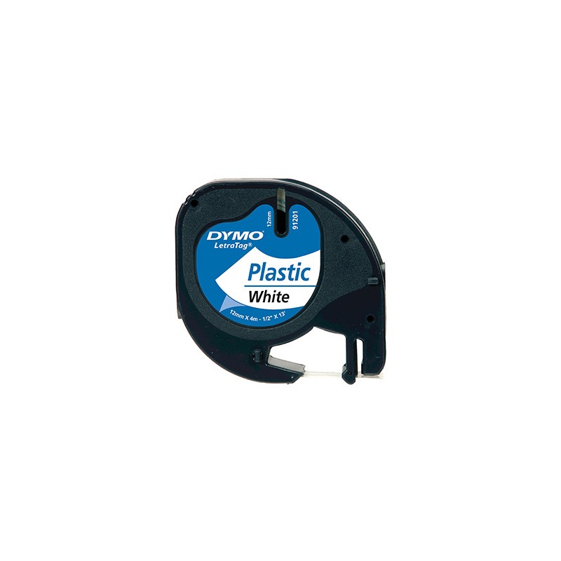 Dymo oryginalny taśma do drukarek etykiet, Dymo, 91221, S0721660, czarny druk/biały podkład, 4m, 12mm, LetraTag taśma plastikowa